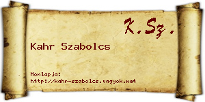 Kahr Szabolcs névjegykártya